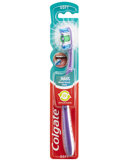 Colgate 360° Whole Mouth Clean Manual Toothbrush, 1 Pack, Soft Bristles