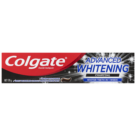 Colgate Advanced Whitening Charcoal Teeth Whitening Toothpaste, 170g, Infused With Charcoal
