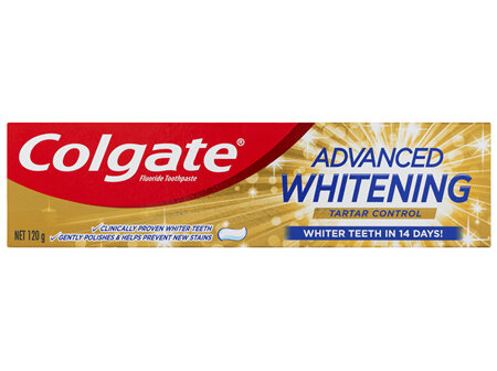 Colgate Advanced Whitening Tartar Control Teeth Whitening Toothpaste, 120g, With Micro Cleansing