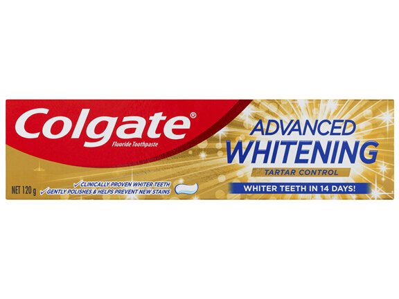 Colgate Advanced Whitening Tartar Control Teeth Whitening Toothpaste, 120g, With Micro Cleansing