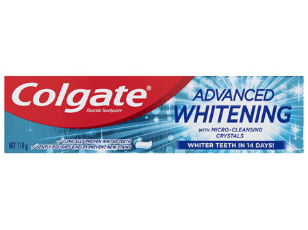 Colgate Advanced Whitening Teeth Whitening Toothpaste, 110g, With Micro Cleansing Crystals