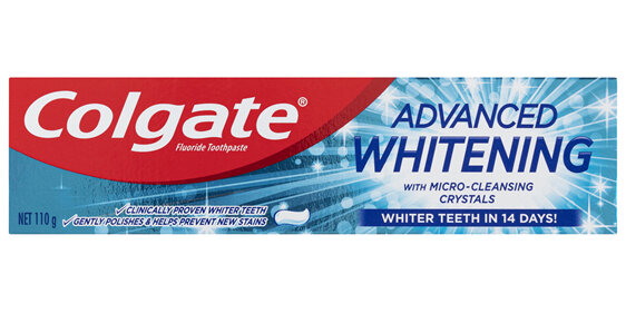 Colgate Advanced Whitening Teeth Whitening Toothpaste, 110g, With Micro Cleansing Crystals