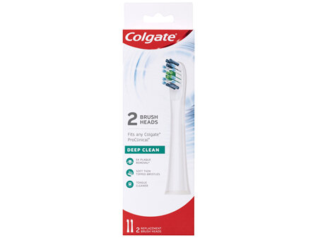 Colgate Deep Clean Replaceable Brush Head, for ProClinical Electric Toothbrush, 2 Pack, Soft