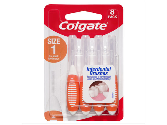 Colgate Interdental Brushes, 8 Pack, Soft Bristles, Size 1 for Small Tooth Gaps