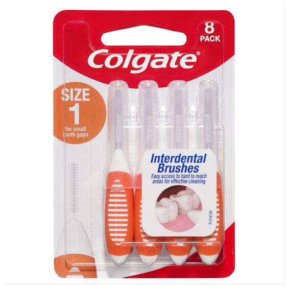 Colgate Interdental Brushes, 8 Pack, Soft Bristles, Size 1 for Small Tooth Gaps