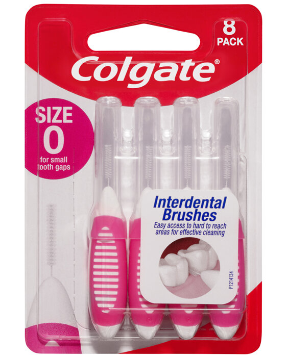 Colgate Interdental Brushes, 8 Pack, Soft Bristles, Size 0 for Small Tooth Gaps