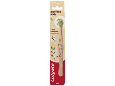Colgate Kids Bamboo Manual Toothbrush for Children 6+ Years, 1 Pack, Soft Bristles, BPA Free