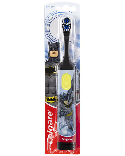 Colgate Kids Batman or Barbie Battery Powered Toothbrush, Extra Soft Bristles for Children 3+