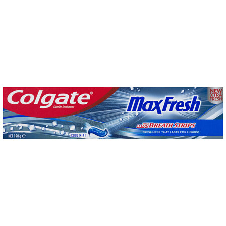 Colgate Max Fresh Cool Mint Toothpaste, 190g, With Mini Breath Strips