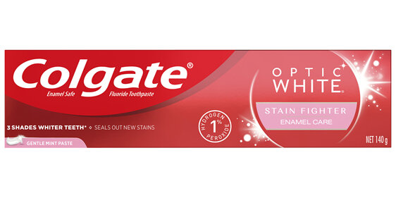 Colgate Optic White Stain Fighter Enamel Care Teeth Whitening Toothpaste, 140g