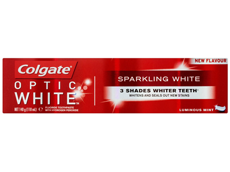 Colgate Optic White Stain Fighter Sparkling White Teeth Whitening Toothpaste, 140g with 1% Hydrogen
