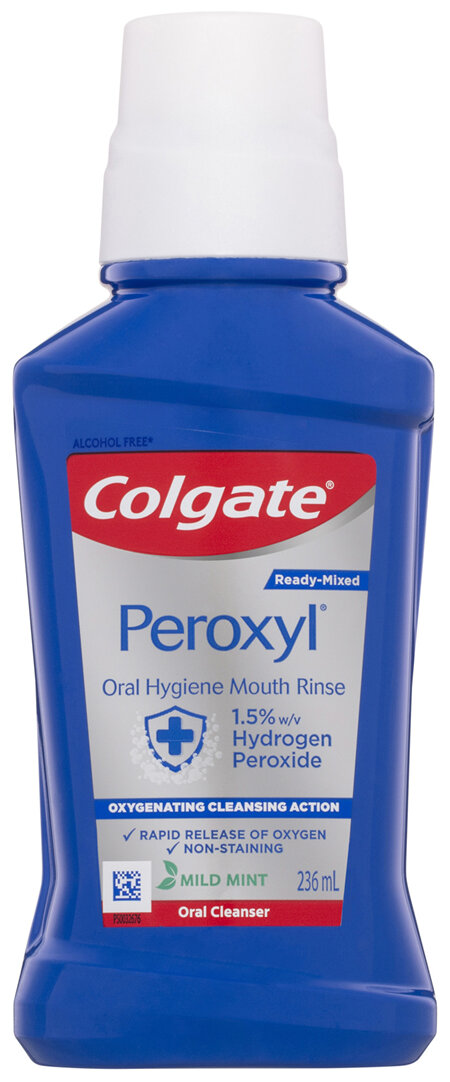 Colgate Peroxyl Oral Hygiene Mouth Rinse Mouthwash, 236mL, Mint with 1.5% Hydrogen Peroxide
