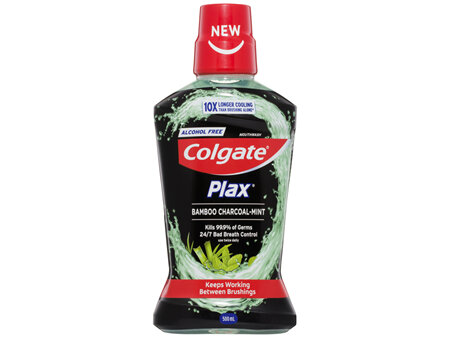 Colgate Plax Antibacterial Alcohol Free Mouthwash Bamboo Charcoal Mint 500mL