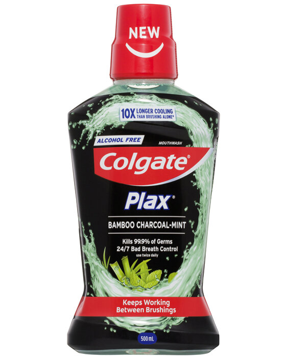 Colgate Plax Antibacterial Alcohol Free Mouthwash Bamboo Charcoal Mint 500mL