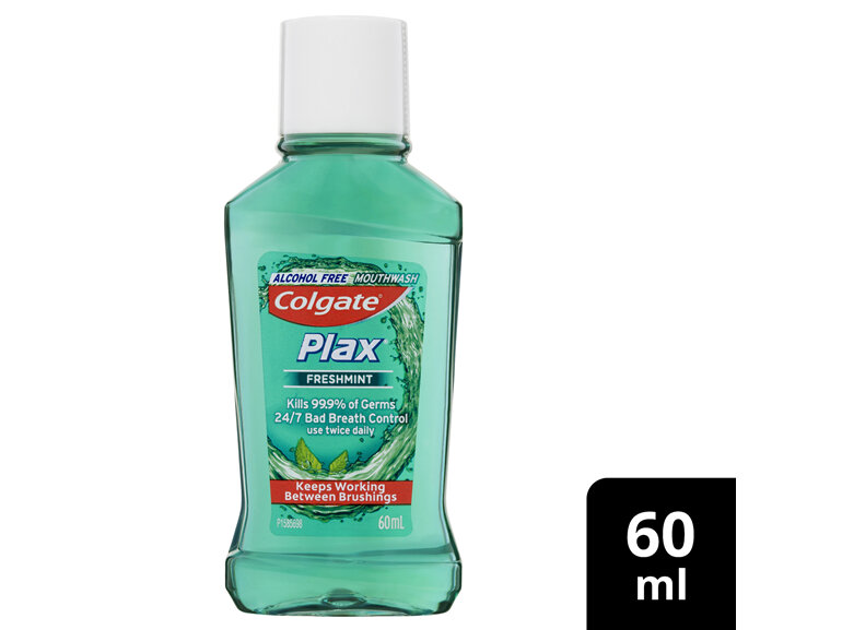 Colgate Plax Antibacterial Alcohol Free Travel Mouthwash Freshmint 60ml