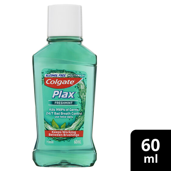 Colgate Plax Antibacterial Alcohol Free Travel Mouthwash Freshmint 60ml