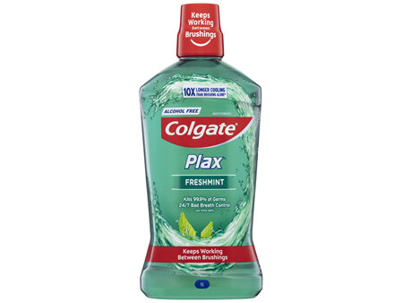 Colgate Plax Antibacterial Mouthwash 1L, Freshmint, Alcohol Free, Bad Breath Control