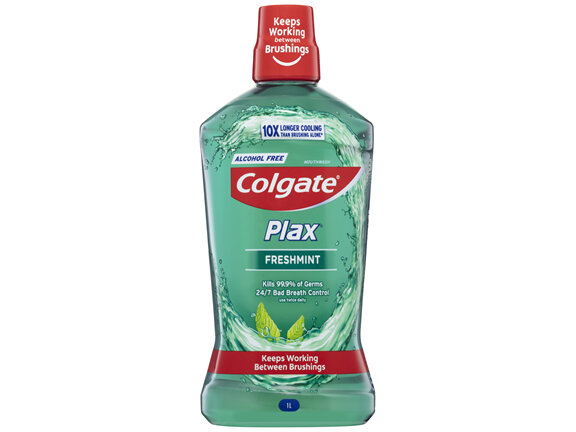 Colgate Plax Antibacterial Mouthwash 1L, Freshmint, Alcohol Free, Bad Breath Control