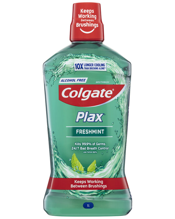 Colgate Plax Antibacterial Mouthwash 1L, Freshmint, Alcohol Free, Bad Breath Control