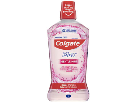 Colgate Plax Antibacterial Mouthwash 1L, Gentle Mint, Alcohol Free, Bad Breath Control