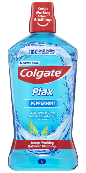 Colgate Plax Antibacterial Mouthwash 1L, Peppermint, Alcohol Free, Bad Breath Control