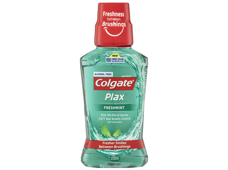 Colgate Plax Antibacterial Mouthwash 500mL, Freshmint, Alcohol Free, Bad Breath Control