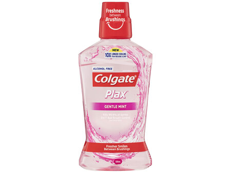 Colgate Plax Antibacterial Mouthwash 500mL, Gentle Mint, Alcohol Free, Bad Breath Control