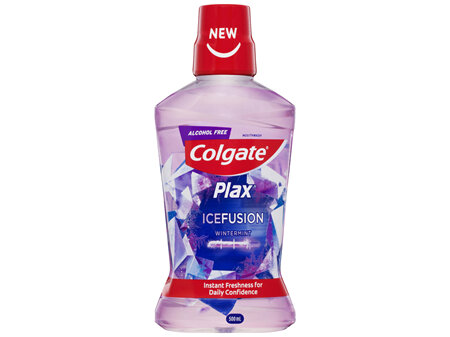 Colgate Plax Ice Fusion Antibacterial Mouthwash, 500mL, Wintermint, Alcohol Free, Bad Breath