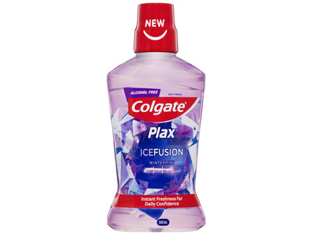 Colgate Plax Ice Fusion Antibacterial Mouthwash, 500mL, Wintermint, Alcohol Free, Bad Breath