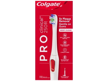 Colgate PRO Clinical Electric Toothbrush, 250R Deep Clean, 5 x Plaque Removal, Gentle On Gums