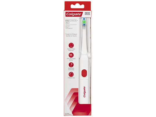 Colgate ProClinical 150 Battery Power Toothbrush, 1 Pack, Soft Bristles with Sonic Actions