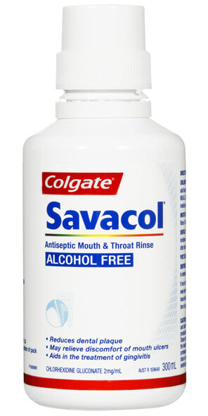 Colgate Savacol Antiseptic Mouth and Throat Rinse Mouthwash, 300mL, Alcohol Free