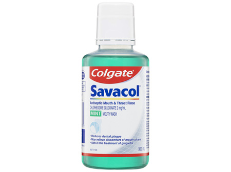 Colgate Savacol Antiseptic Mouth and Throat Rinse Mouthwash, 300mL, Mint