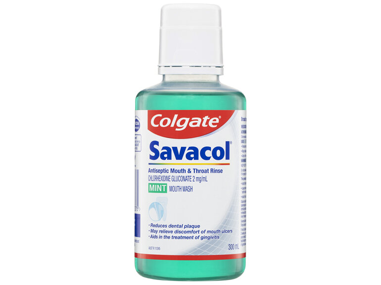 Colgate Savacol Antiseptic Mouth And Throat Rinse Mouthwash, 300mL, Mint - Moorebank Day & Night Pharmacy