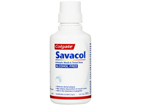 Colgate Savacol Antiseptic Mouth and Throat Rinse Mouthwash, 300mL, Alcohol Free