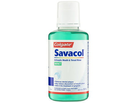 Colgate Savacol Antiseptic Mouth and Throat Rinse Mouthwash, 300mL, Mint