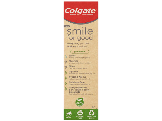 Colgate Smile For Good Protection Toothpaste 95g, Recyclable Tube and Vegan Formula