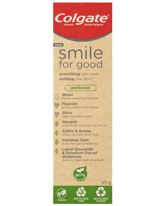 Colgate Smile For Good Protection Toothpaste 95g, Recyclable Tube and Vegan Formula