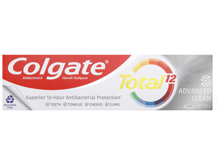 Colgate Total Advanced Clean Antibacterial Toothpaste 115g, Whole Mouth Health, Multi Benefit