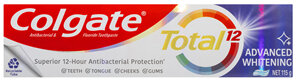 Colgate Total Advanced Whitening Antibacterial Toothpaste 115g, Whole Mouth Health, Multi Benefit