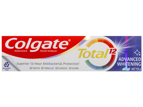 Colgate Total Advanced Whitening Antibacterial Toothpaste 115g, Whole Mouth Health, Multi Benefit