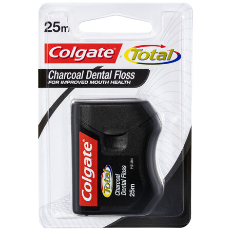 Colgate Total Charcoal Dental Floss, 25m, Protects Gums & Reduces Tooth Decay