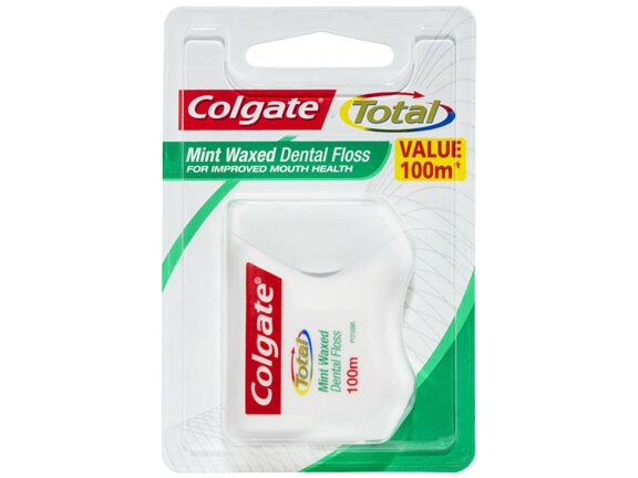 Colgate Total Mint Waxed Dental Floss, Value 100m, Protects Gums & Reduces Tooth Decay