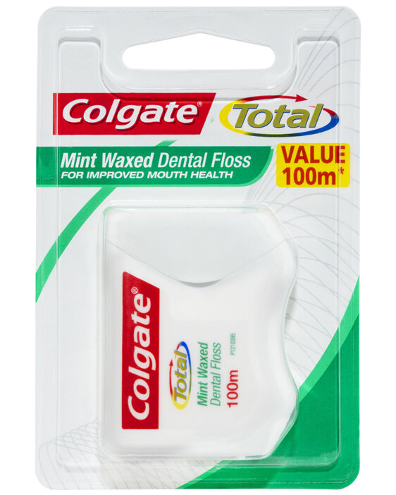 Colgate Total Mint Waxed Dental Floss, Value 100m, Protects Gums & Reduces Tooth Decay