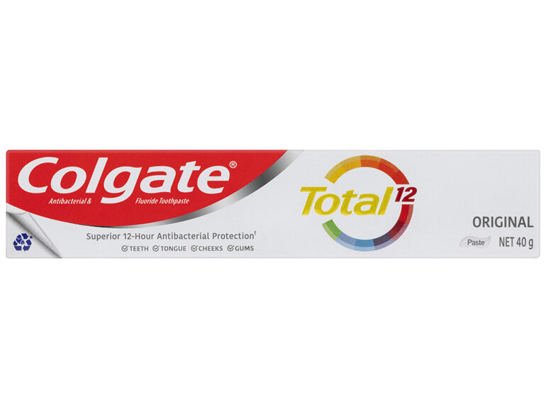 Colgate Total Original Antibacterial Toothpaste, 40g, Travel Size, Whole Mouth Health, Multi - Moorebank Day & Night Pharmacy