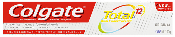 Colgate Total Original Antibacterial Toothpaste, 40g, Travel Size, Whole Mouth Health, Multi