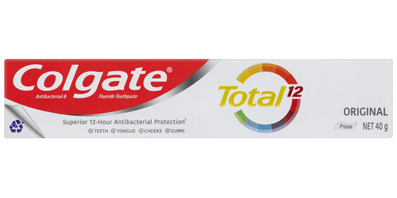Colgate Total Original Antibacterial Toothpaste, 40g, Travel Size, Whole Mouth Health, Multi