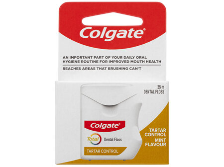 Colgate Total Tartar Control Dental Floss, 25m, New & Improved*, Protects Gums & Helps Prevent