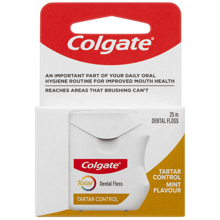 Colgate Total Tartar Control Dental Floss, 25m, Protects Gums & Helps Prevent Tooth Decay