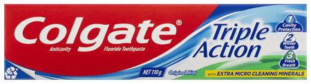 Colgate Triple Action Toothpaste, 110g, Original Mint, with Extra Micro Cleaning Minerals